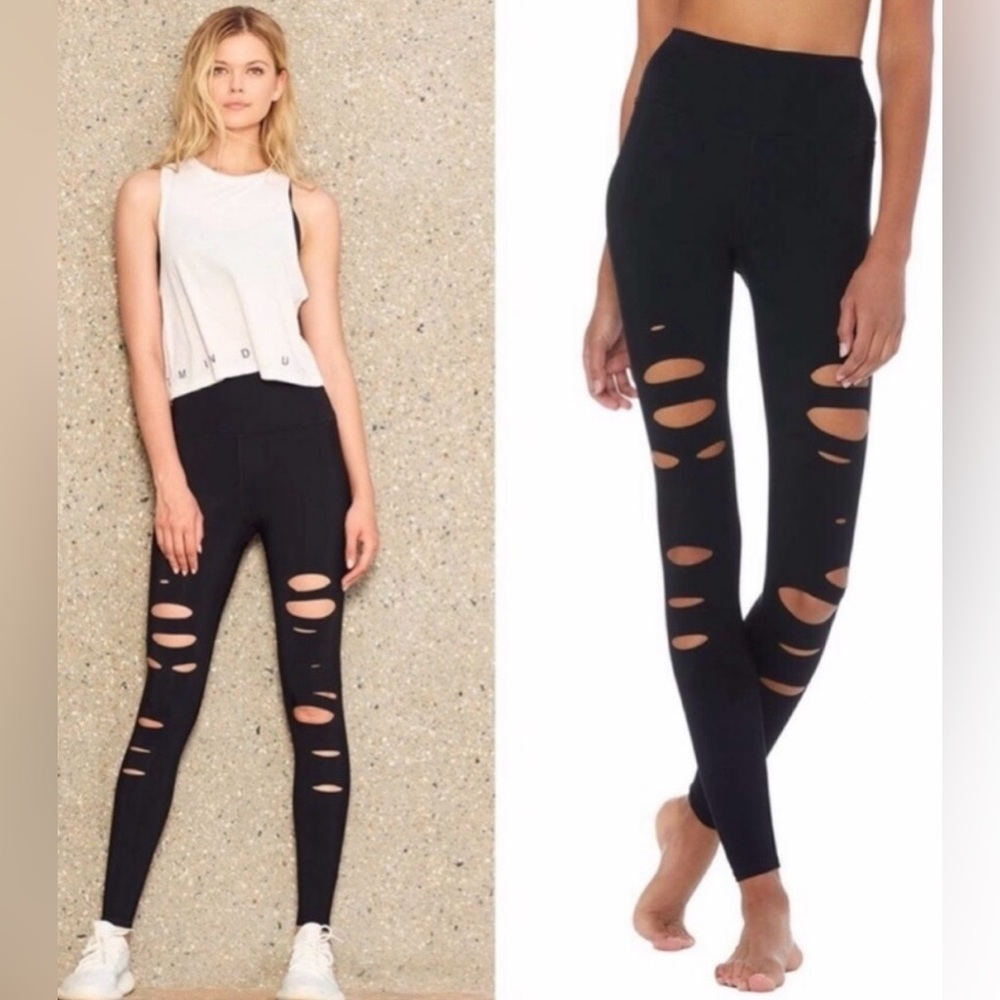 ALO Yoga Ripped Warrior High Waist Leggings Size XXS - Picture 2 of 12